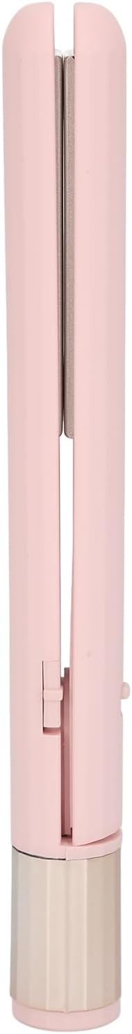 Mini Flat Iron 2 in 1 Hair Straightener Curler USB Adjustable Temperature Portable Travel Size Flat Iron for Short Hair Curls Bangs (Pink)