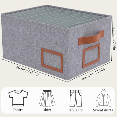 Miniatura 7 de Outbros 3 Pcs Cajas De Almacenamiento, Contenedores Almacenaje De Jeans De Ropa Plegables, Cubos De Armario Con 7 Rejillas, Organizador De Cajones, Gris