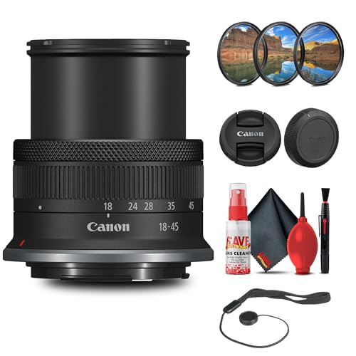 Image of Canon RF-S 18-45mm f/4.5-6.3 is STM Lens with Filter kit + Cleaning Kit + Cap Keeper (Renewed)