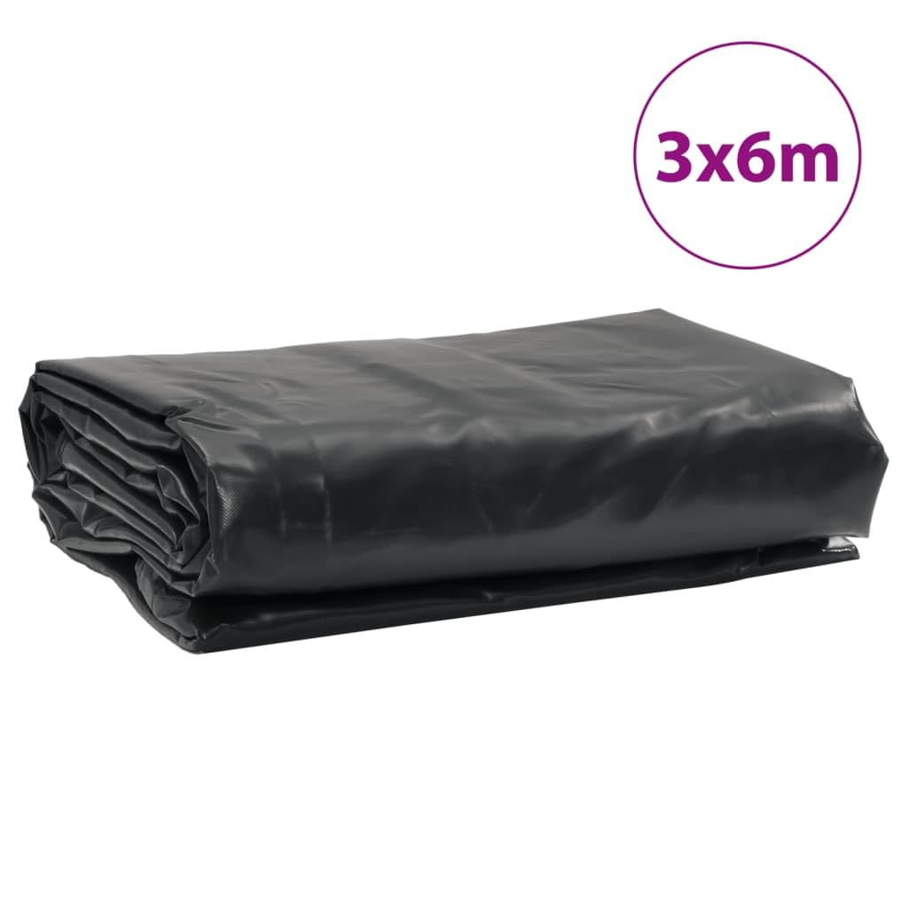 Lona antracita 3 x 6 m 650 g/m², lona de lona con revestimiento de PVC, impermeable, resistente a los rayos UV y al moho, con ojales para jardín, terraza, garaje, obra, remolque, camping