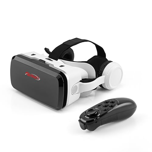 Arcnet V5 VR Headset for Phone with Controller and Wireless Stero Headphones, Anti-Blue Eyes...