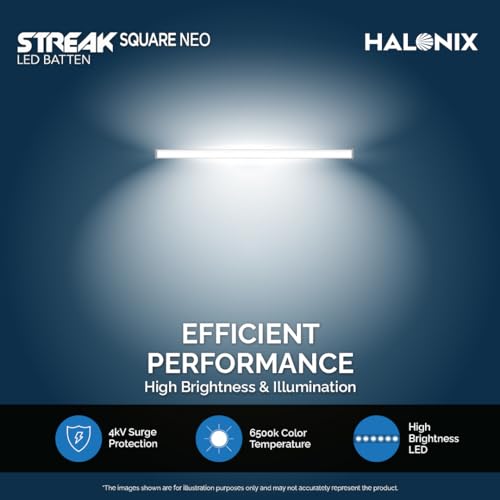 Image of Halonix 10W LED Batten /Led Tubelight | 2-ft Tubelight for Living Room & Bedroom | Cool day light | Pack 1