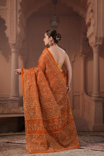 Image of TAMAIRA FASHION Mulmul Pure Cotton Saree For Woman Kalamkari Printed|Office Wear Daily Wear Sarees For Women Without Blouse Piece (Available in 9 Colours)