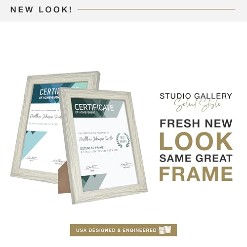 Image of MCS Studio Gallery Picture Frame Gray Woodgrain Engineered Wood, 8.5x11 | Studio Gallery Picture Frame Gray Woodgrain Engineered Wood, Vertical Or Horizontal Hanging Frame, 8.5x11 Inch, 1-Pack