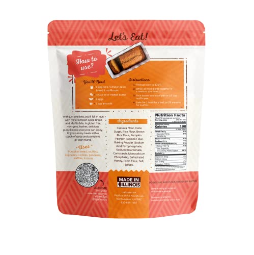 Iya Foods Pumpkin Spice Bread & Muffin Gluten Free Mix, Certified Gluten Free, Kosher Certified, Non-Gmo | Includes Premium Cassava & Real Pumpkin, 12Oz (Pack Of 1) #TOP5