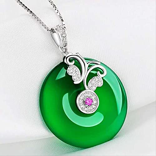 Pendentif jade vert et émeraude collier argent 925 bijoux pour femmes - 4