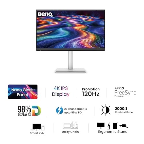 Image of BenQ MA320UG (Smartchoice) 32 inch 4K 120Hz Promotion Nano Gloss Monitor, 98% P3 Color Gamut Dual Thunderbolt 4 96W /15W, Mac Color, Daisy Chain, KVM, Integrated Mac Controls, Height Adjust (Gray)