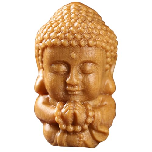 FOYTOKI Small Buddha Figurines Key Chain Charms Chinese Key Pendant Sturdy Delicate Retro High-class Wood DIY Hanging Decor Accessory