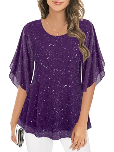Ninedaily Holiday Outfits for Women,Sparkly Tops Fall Fashion 2025 Christmas & New Year's Eve Shirts...