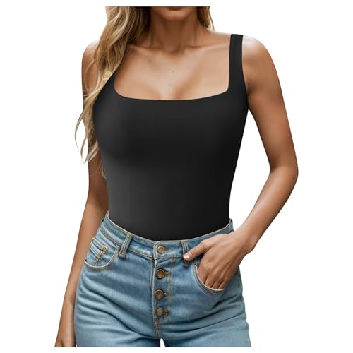 Débardeur sans manches col carré femme haut été stretch chic