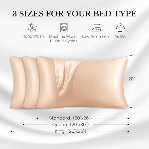 Image of THXSILK 100% Mulberry Silk Pillowcase for Hair and Skin Health, 25 Momme Soft and Smooth Pillowcase with Hidden Zipper, Gift Box, Premium Grade 6A+ Silk, 1pc (Standard 20 inchx26 inch, Beige)