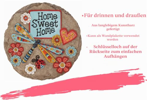 Spoontiques – Garten-Dekor – „Home Sweet„-Libelle-Trittstein – Dekostein für Garten
