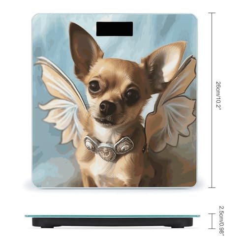 Báscula de baño digital con alas de ángel marrón Chihuahua miniatura 2