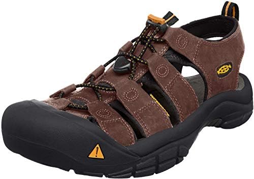 KEEN Men's Newport Closed Toe Leather Sandals, Bison/Bison, 11