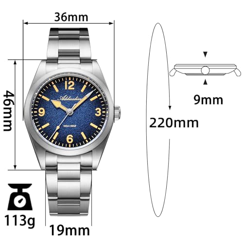 Image of ADDIESDIVE Quartz Watch for Men 36 MM Small Dial Analog Waterproof 100 M | Conves Crystal VH Sweep Second Movement Simple Male Watches Stainless Steel