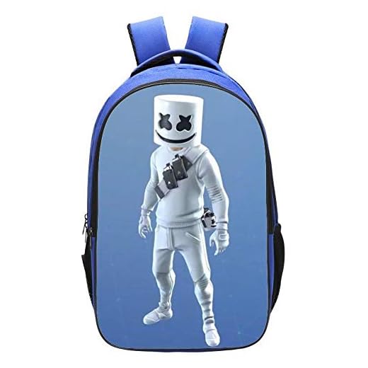 GoodChild Mochila Escolares Juveniles Mochila DJ Algodón De Azúcar Estudiante Joven Azul Bolsa De Hombro Doble 42 * 29 * 16cm F