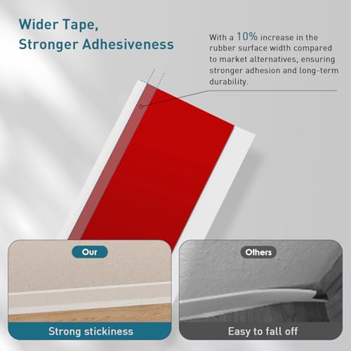 Flexible Baseboard Molding Trim, 4 Inch x 20 Feet Vinyl Wall Base with 10% Wider Self-Adhesive Tape, Peel and Stick Cove Base, Rubber Wall Base Baseboard Trim for Garage, Living Room,Bathrooms, White by PATTENGO - Image 3