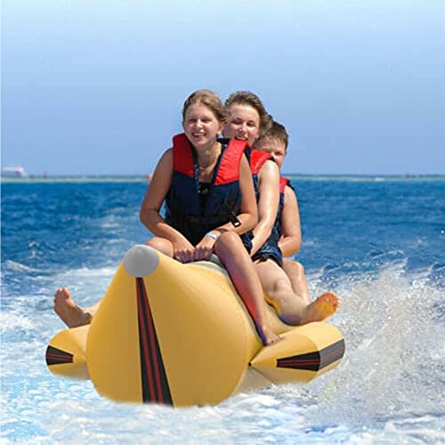 WQZStar Aufblasbares Bananenboot zum Schleppen, Schwimmendes Aufblasbares Bananenboot Aus PVC, Aufblasbares Wassersportgerät Für Erwachsene Und Kinder Zum Spielen Auf Dem Wasser,C (D)