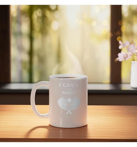 Taza de cerámica para padel, 11 onzas, color blanco miniatura 3