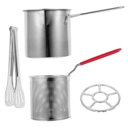 HOMSFOU Marmite à Friture Avec Panier Acier Inoxydable Petit Filet Pour Friteuse à Air Anneau De Support Pour Cuisinière Électrique Bac à Lait Profond Pour
