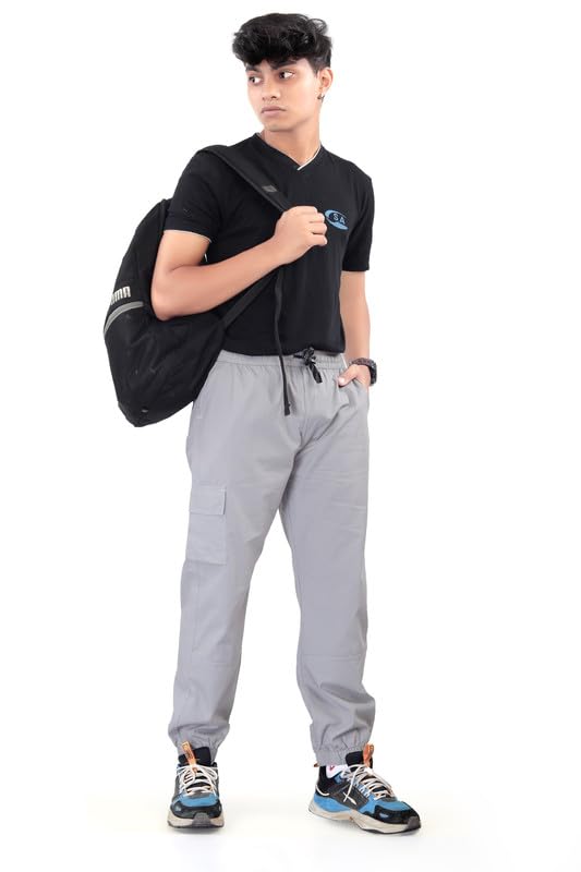 Image of Boys Cotton Basic Cargo Jogger Pants - Slim Fit - Available in L and XL