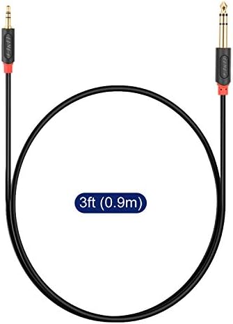 J&D 3.5 mm to 6.35 mm Cable, Gold Plated Audiowave Series 3.5mm 1/8 inch Male TRS to 6.35mm 1/4 inch Male TRS PVC Shelled Stereo Audio Cable Compatible for iPhone, Amplifiers, 3 Feet