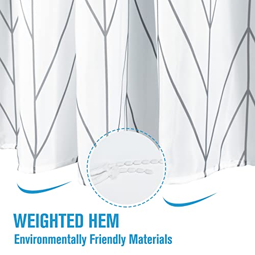 Gixige Grey And White Herringbone Shower Curtain, Modern Gray Geometric Chevron Striped Bathroom Decor, Waterproof Minimalist Fabric Polyester Set, With 12 Hooks 72 X 72 Inches #TOP2