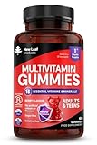 Chewable Vegan Multivitamin Gummies - Non Sugar Coated, Gluten Free, Non-GMO Multivitamins for Men and Woman - Fortified with Vitamins C A D E B Biotin, Folate, & Zinc