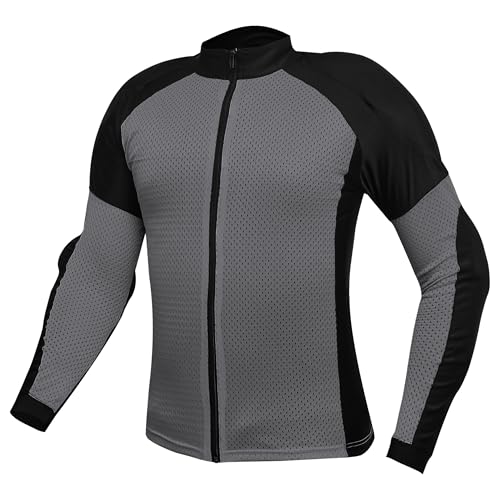 JAIDEZ Motorcycle Armored Shirt for Men & Women Breathable Mesh Motorcycle Protective Riding Gear with CE Protection & Removable Padding for Biker. Grey/Black