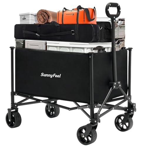 SUNNYFEEL Collapsible Wagon Cart with Wheels Foldable - 176lbs Standar