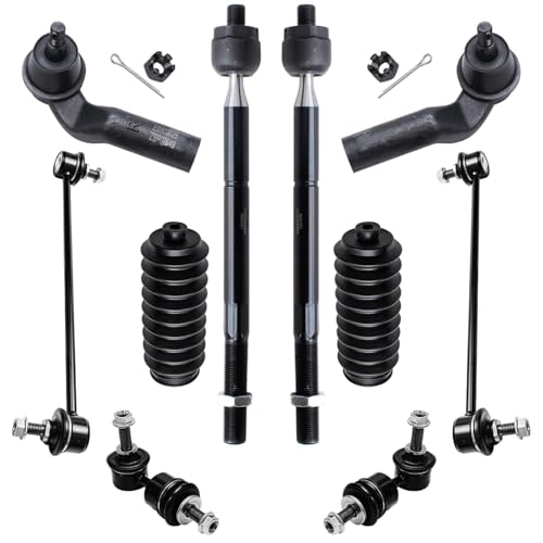 Detroit Axle - Front 10pc Suspension Kit for 2004-2009 Mazda 3, 2009 3 Sport, 2006-2015 5, 4 Tie Rods 4 Front and Rear Sway Bars 2 Boots 2007 2008 Replacement