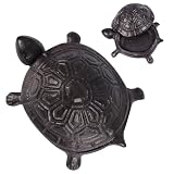 Cast Iron Turtle Key Hider for Outside - Waterproof Spare Key Hider to Hide a Key Securely - Unique Garden Decor for Yard, Patio & Outdoor Areas (Dark Brown, Standard size)