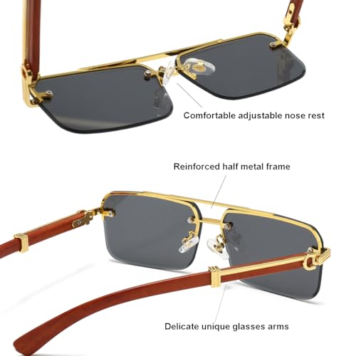 Image of Gleyemor Mens Sunglasses Fashion Rimless Rectangle Sunglasses Square Frameless Sunglasses for Men