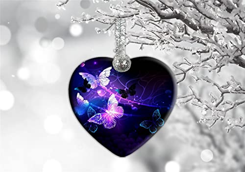 Fqjns Butterfly Ceramic Ornament Christmas Ornaments Holidays Ornaments Creative Heart Porcelain Ornament Christmas Tree Home Decoration #TOP3