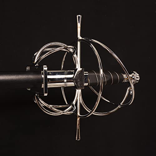 COSWOR 45.7" Renaissance Spiral Swept-Hilt Rapier Spanish Italian Style Fencing Sword for Cosplay, Collection - Thumbnail 6