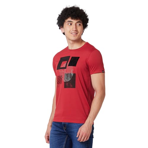 Image of Spykar Men's Slim Fit Round Neck Half Sleeve Solid Casual T-Shirt
