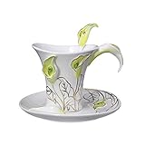 DAQ Kaffeetasse und Untertasse Set Keramik Phnom Penh Calla Lily Hochtemperaturbeständige Nachmittagstee Tasse Home Office Milch Heißer Kakao Getränk Espresso Kaffeetasse (Gelb) (Farbe : Gelb)