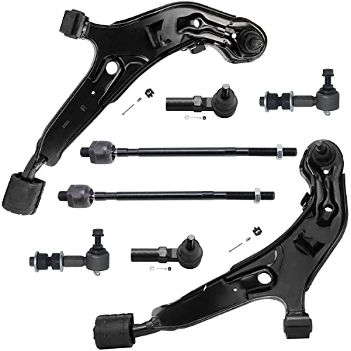 Image of Detroit Axle - 8pc Front End Suspension Kit for 1995-1999 Nissan Maxima 1996-1999 Infiniti I30 2 Lower Control Arms w /Ball Joints 4 Inner & Outer Tie Rods 2 Sway Bar Links 1997 1998 Replacement