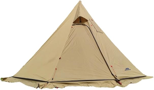 Tipi Hot Tent with Fireproof Stove Jack for Flue Pipes for 2-3 People Lightweight Teepee Tent Family Team Outdoor Backpacking Camping Hiking Brown