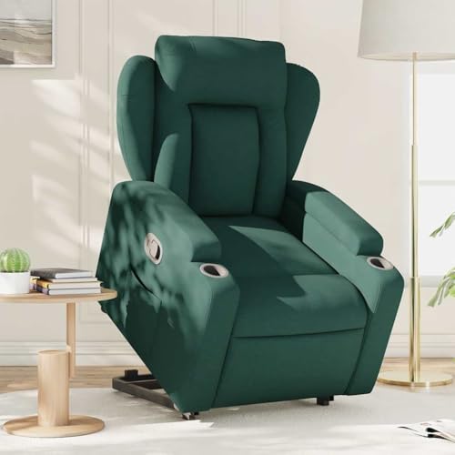 Mimdixy Sillón de relax para TV, con ayuda para levantarse, tela verde oscuro