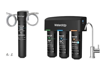 Waterdrop 15UA and TSB-ALK 8 Layer High Capacity Alkaline Under Sink Water Filter, Reduces PFAS, PFOA/PFOS, Fluoride, Chlorine, Bad Taste & Odor, with Dedicated Faucet-Bundle
