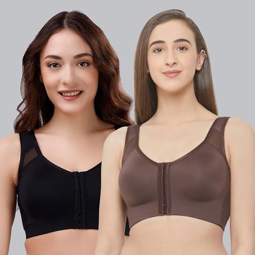 Image of SOIE Women Front Closure Full Coverage Non Padded Non Wired Posture Correction Bra