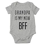 Grandpa Is My New BFF - I Love My Grandfather, He Is My Best Friend - Cute One-Piece Infant Baby Bodysuit (Newborn, Sports Grey)