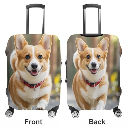 Running Corgi Printed Luggage Cover Protector, Fits 18-32 Inch Luggage3