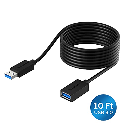 10 Ft 22Awg Usb 3.0 Extension Cable - A-Male To A-Female In Black With 4-Port Usb 3.0 Hub With Individual Led Power Switches #TOP2