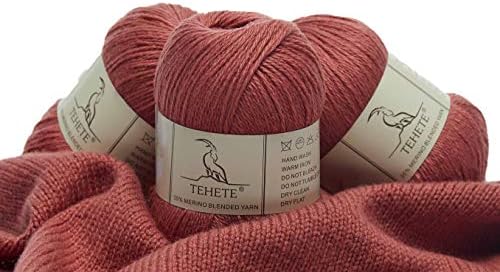 TEHETE Merino Wool Yarn for Knitting and Crochet 35% Merino Blended Yarn, 3ply 50g Ball 250m, Soft -Grey