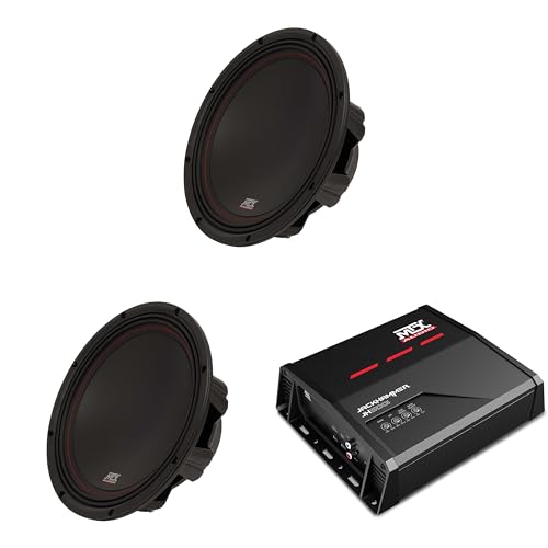 MTX JH5001 Jackhammer Series 500W x 1 @ 1-Ohm Class D Mono Block Amplifier, and (2) MTX 3510-04 35-Series 10