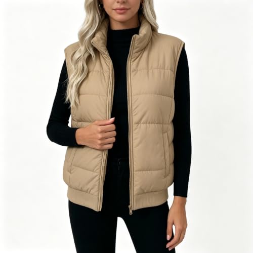 Women Quilted Puffer Vest Stand Collar Full Zip Winter Jacket 2026 - image 5