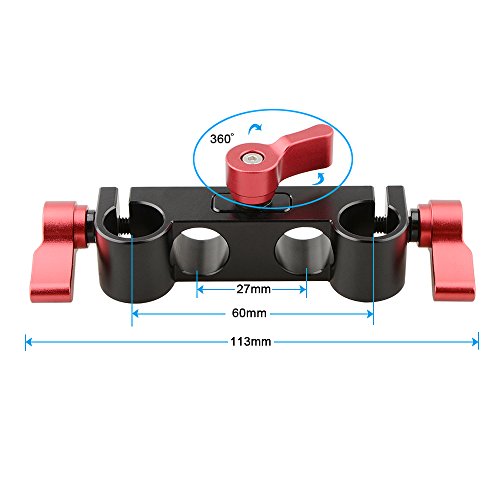 Camvate 15Mm Rod Clamp With 4-Holes (Red Knob) #TOP1