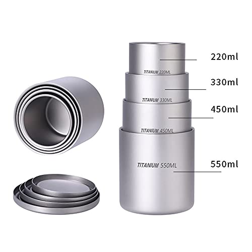 YUEFU チタンウォーターカップ、220ml / 330ml / 450ml / 55